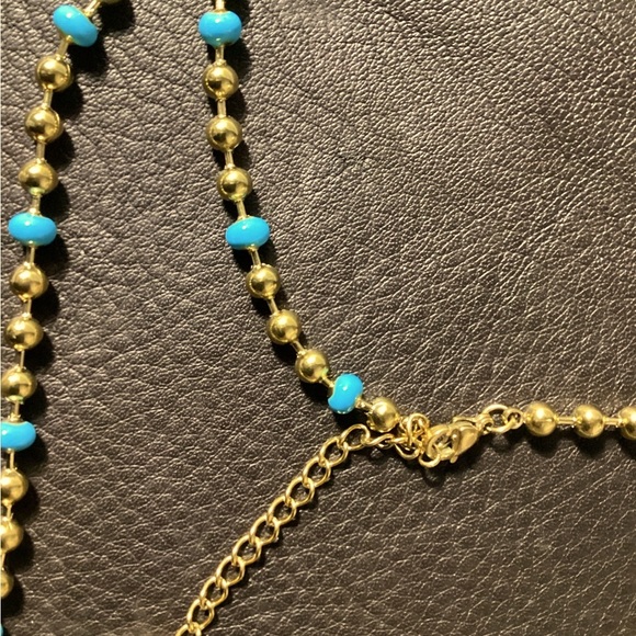 Yellow Gold Turquoise Beads Chain Choker - Picture 5 of 5